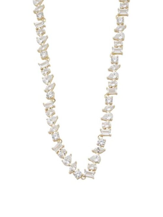 NEO Jewelry - NEO 14kt Gold Plated Demi Fine Cubic Zirconia Cluster Tennis Necklace